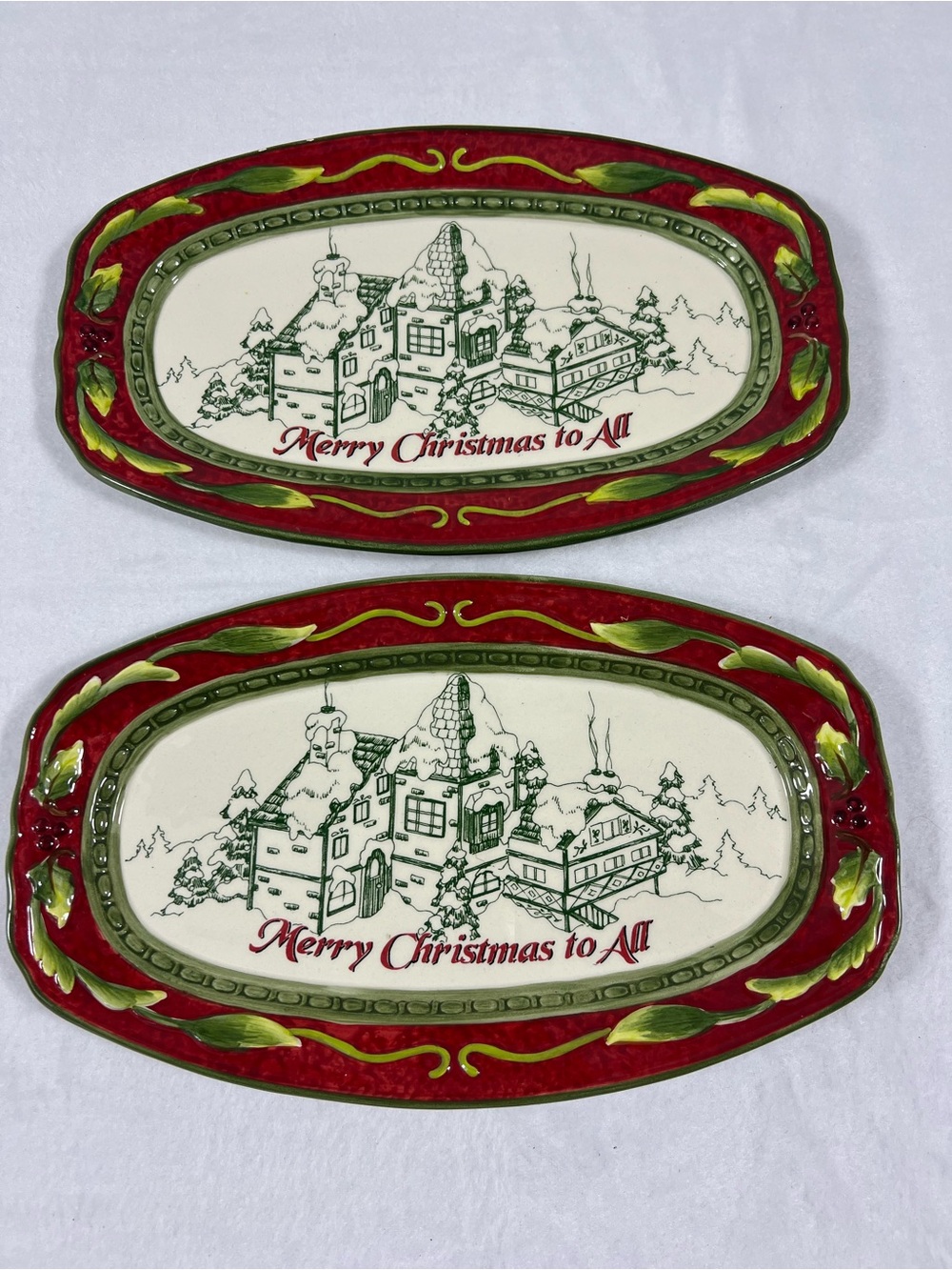 Fitz and Floyd St. Nick Merry Christmas to All Red Holiday Serving Platter